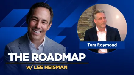 Smiling Lee Heisman on left and Tom Raymond on right in inset circle with The Roadmap podcast title.