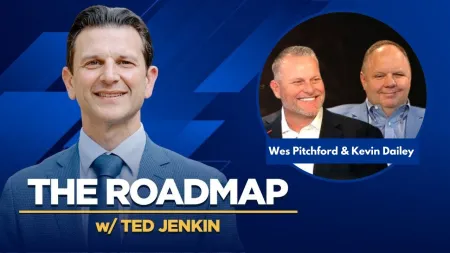 The Roadmap podcast banner with Ted Jenkin, featuring guests Wes Pitchford and Kevin Dailey on a blue background.
