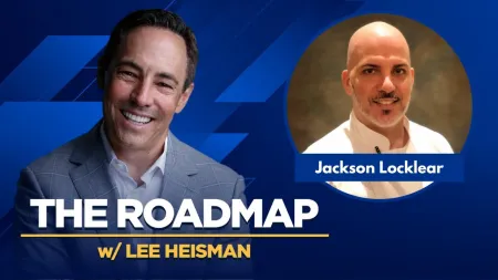 Podcast cover featuring Lee Heisman and guest Jackson Locklear on a blue background with the title The Roadmap.