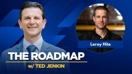 Ted Jenkin and Leroy Hite in a promotional image for The Roadmap podcast episode with blue background.