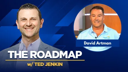 Two men, Ted Jenkin and David Artman, featured on a blue promotional banner for The Roadmap podcast.