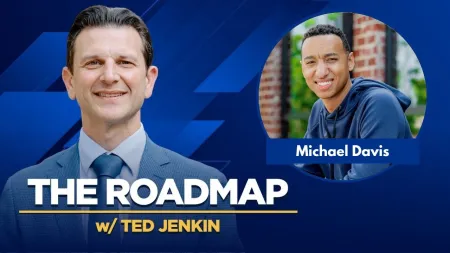 Ted Jenkin and Michael Davis featured in a promotional image for The Roadmap show on a blue background.