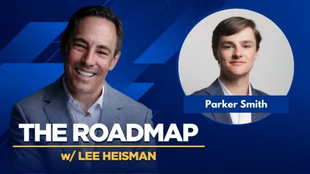 Lee Heisman and Parker Smith featured in The Roadmap podcast promotional image with blue background.