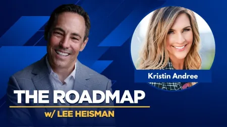 Lee Heisman and Kristin Andree on a blue graphic for The Roadmap podcast cover image.