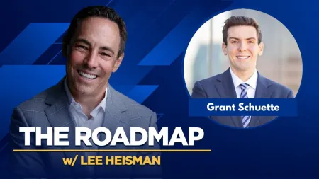 The Roadmap podcast banner featuring hosts Lee Heisman and Grant Schuette in professional attire against a blue background.