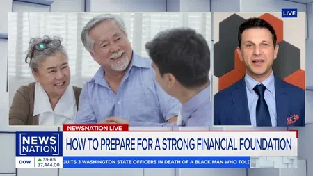 NewsNation Live segment on preparing for a strong financial foundation with smiling hosts and guest expert.