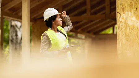 a man and a woman in a construction site