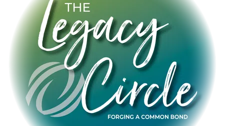The Legacy Circle logo with green to blue gradient background and white script text forging a common bond.