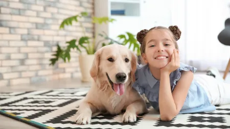 a girl and a dog