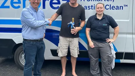 Zerorez's first UK customer with UK Business Manager Tim Newton