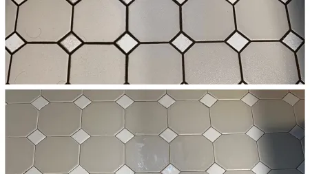 a group of white tiles and clean grout