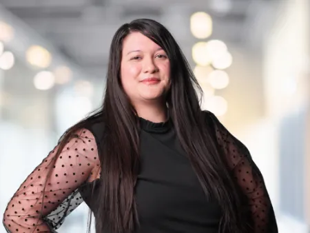 a woman with long hair