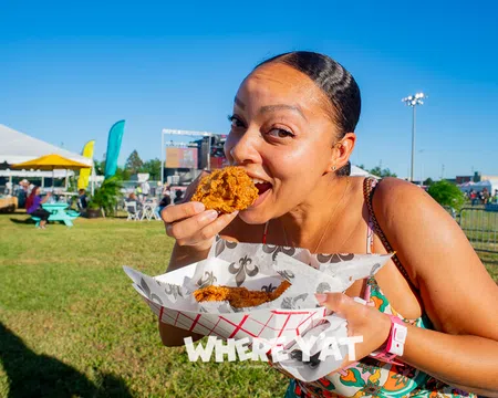 Presented by Raising Cane's, the festival celebrates a decade of food, music, and culture, expanding this year to three days October 9-11, 2026 at the UNO Lakefront Arena Festival Grounds located across the levee with over 30 new vendors, two stages of music and easy parking. Photos below are from Saturday, October 11, 2026. #nfcf2026 #nfcf #nationalfriedchickenfestival 