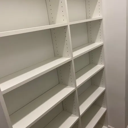 a white shelving unit