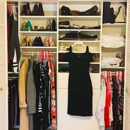 a closet full of clothes