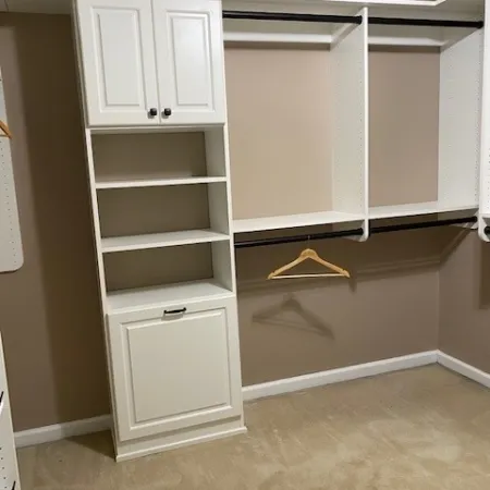 a white shelving unit