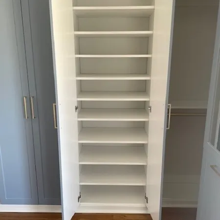 a white shelving unit