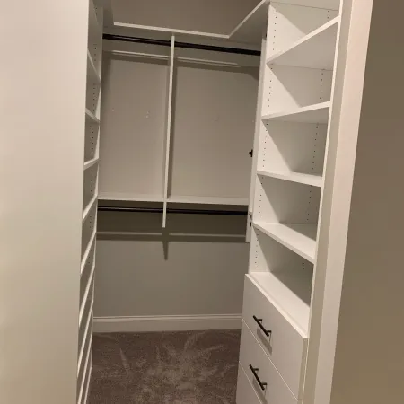 a white shelving unit