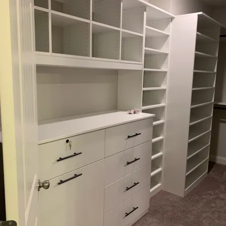 a white shelving unit