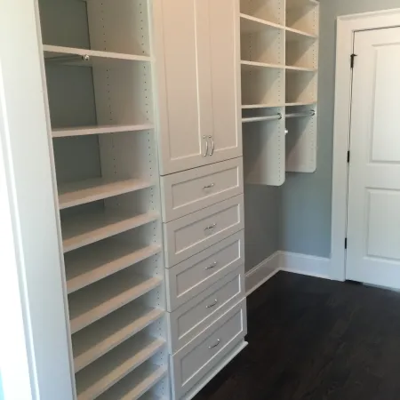 a white shelving unit