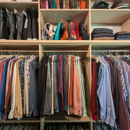 a closet full of clothes