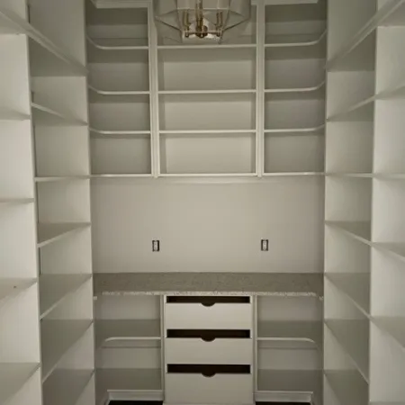 a white shelving unit