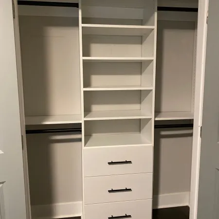 a white shelving unit