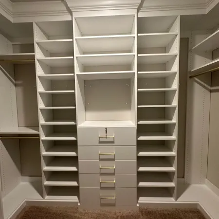 a white shelving unit