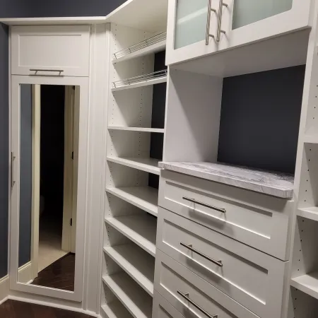 a white shelving unit