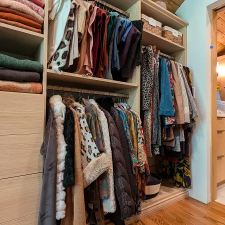 a closet full of clothes