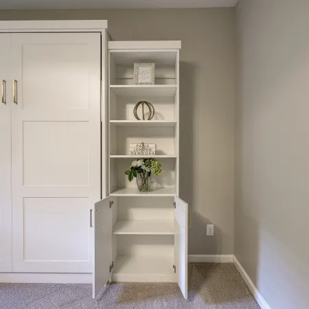 a white shelving unit