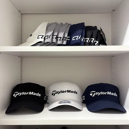 a group of hats on a shelf