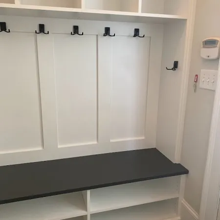 a white shelving unit