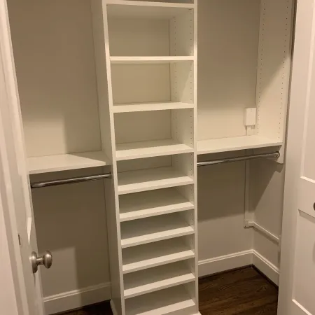 a white shelving unit