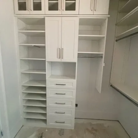 a white shelving unit