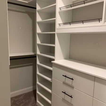 a white shelving unit