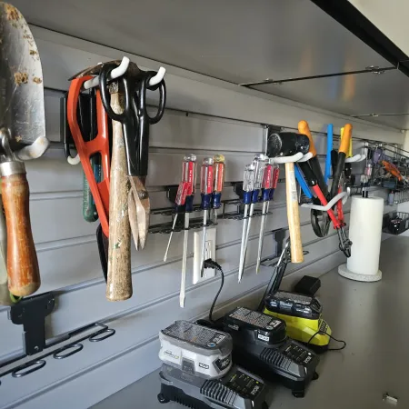 a wall full of tools