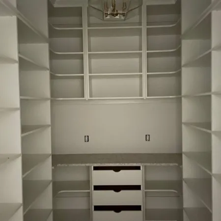 a white shelving unit