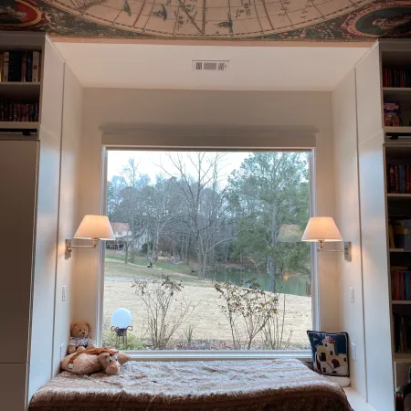 a bathroom with a window