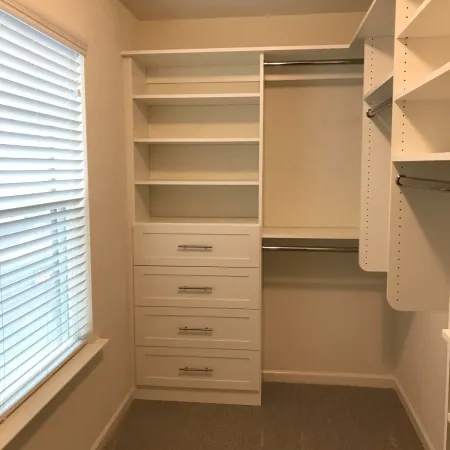 a white shelving unit