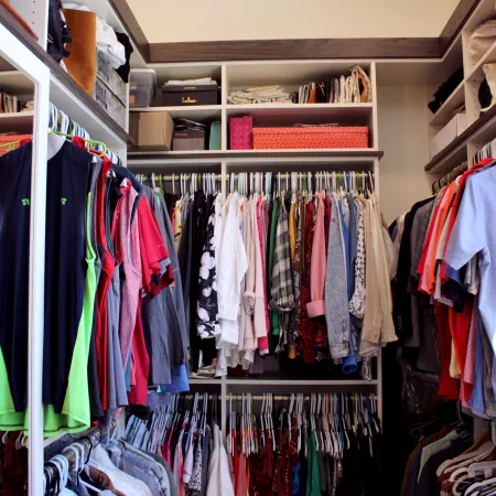 a closet full of clothes