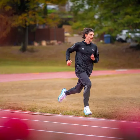 a person running on a track