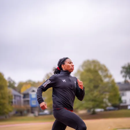 a person running on a track