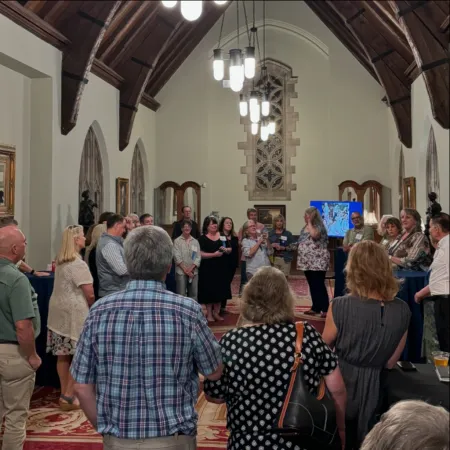 a group of people in a room