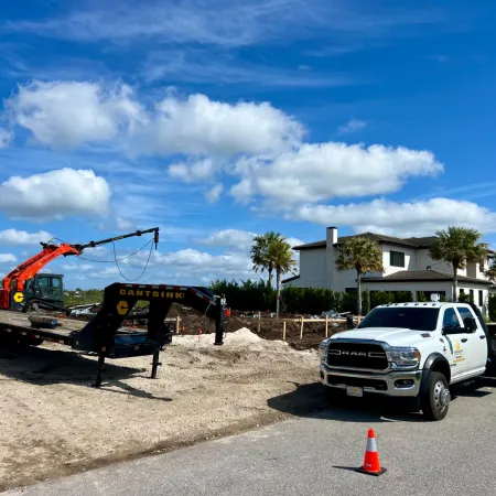 a truck with a crane on it