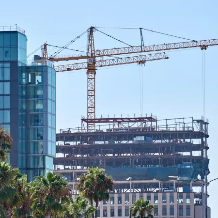 a crane over a building