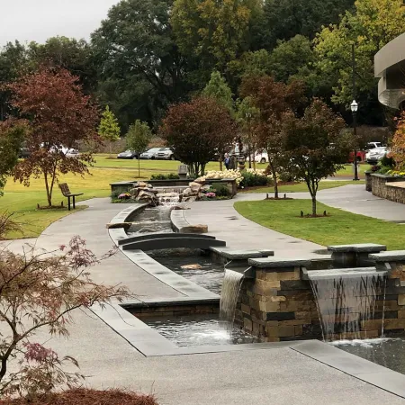 a fountain in a park