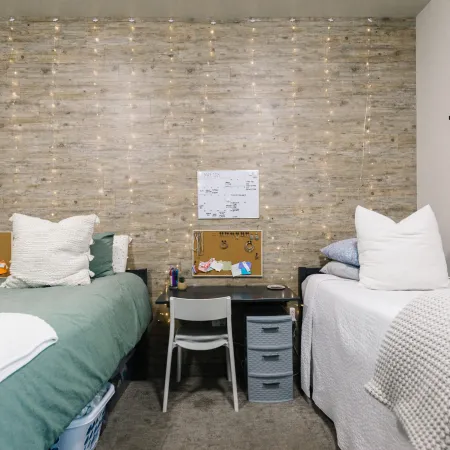a room with two beds