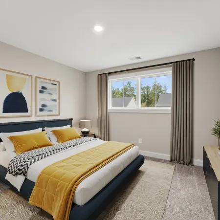 a bedroom with a large bed