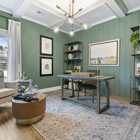 a living room with a couch and a table